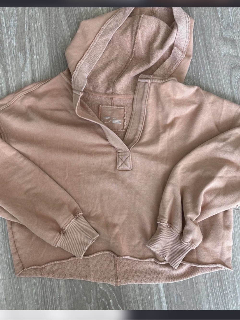 aerie Blush V-Neck Hooded Slouchy Oversized Relaxed Sweatshirt